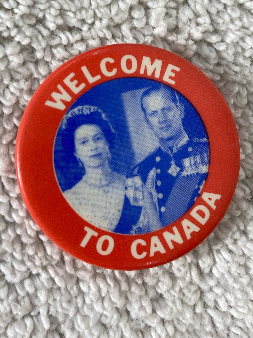 Vintage 1959 Queen Elizabeth II Prince Philip Welcome To Canada Royal Tour Pin